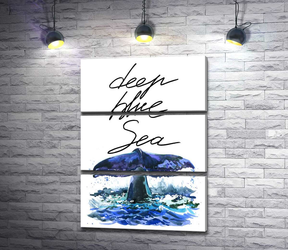 

Модульная картина ArtPoster Хвост кита над водной поверхностью рядом с надписью "deep blue sea" 100x138 см Модуль №13