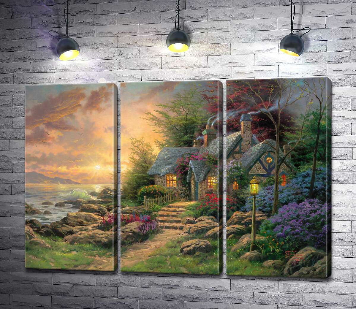 

Модульная картина ArtPoster Укрытие на берегу моря (Seaside Hideaway) - Томас Кинкейд (Thomas Kinkade) 60x42 см Модуль №11
