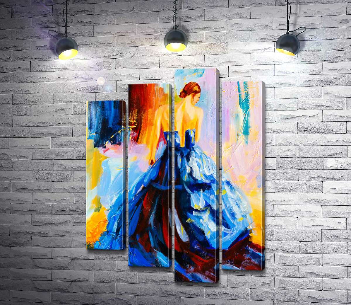 

Модульная картина ArtPoster Утонченный силуэт девушки в пышном синем платье 100x140 см Модуль №21