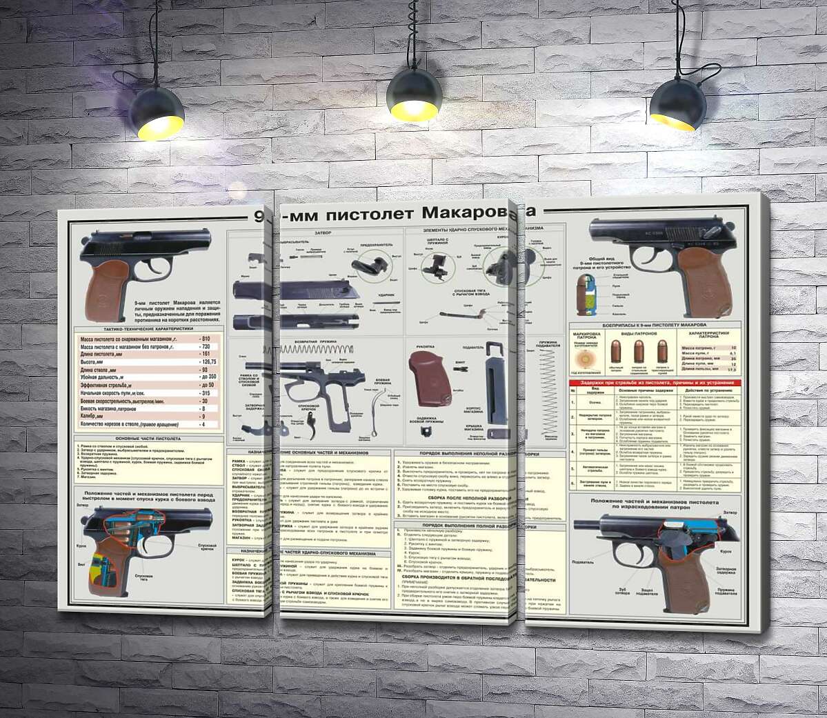 

Модульная картина ArtPoster Учебный плакат пистолета Макарова 102x67 см Модуль №11