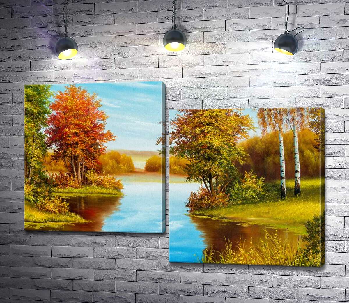 

Модульная картина ArtPoster Теплый осенний день на берегу лесной реки 100x68 см Модуль №5
