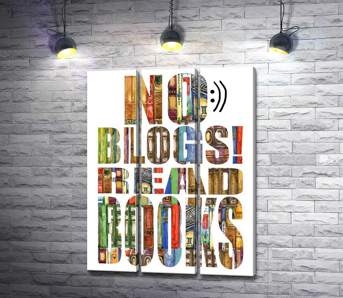 

Модульная картина ArtPoster Узор из книг на надписи "No blogs! Read books" 102x136 см Модуль №11