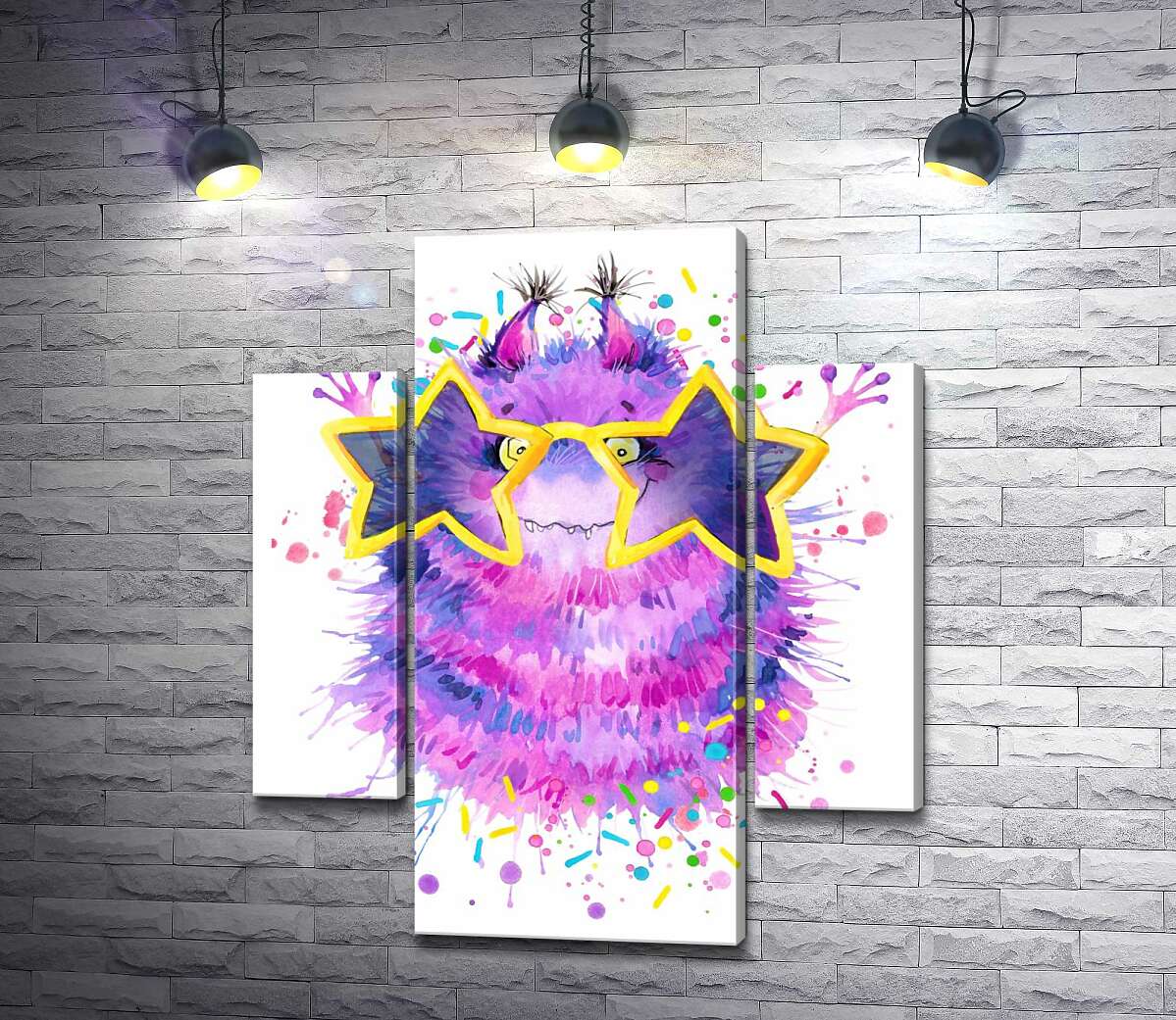 

Модульная картина ArtPoster Фиолетовый пушистый монстр в звездных очках 131x155 см Модуль №7