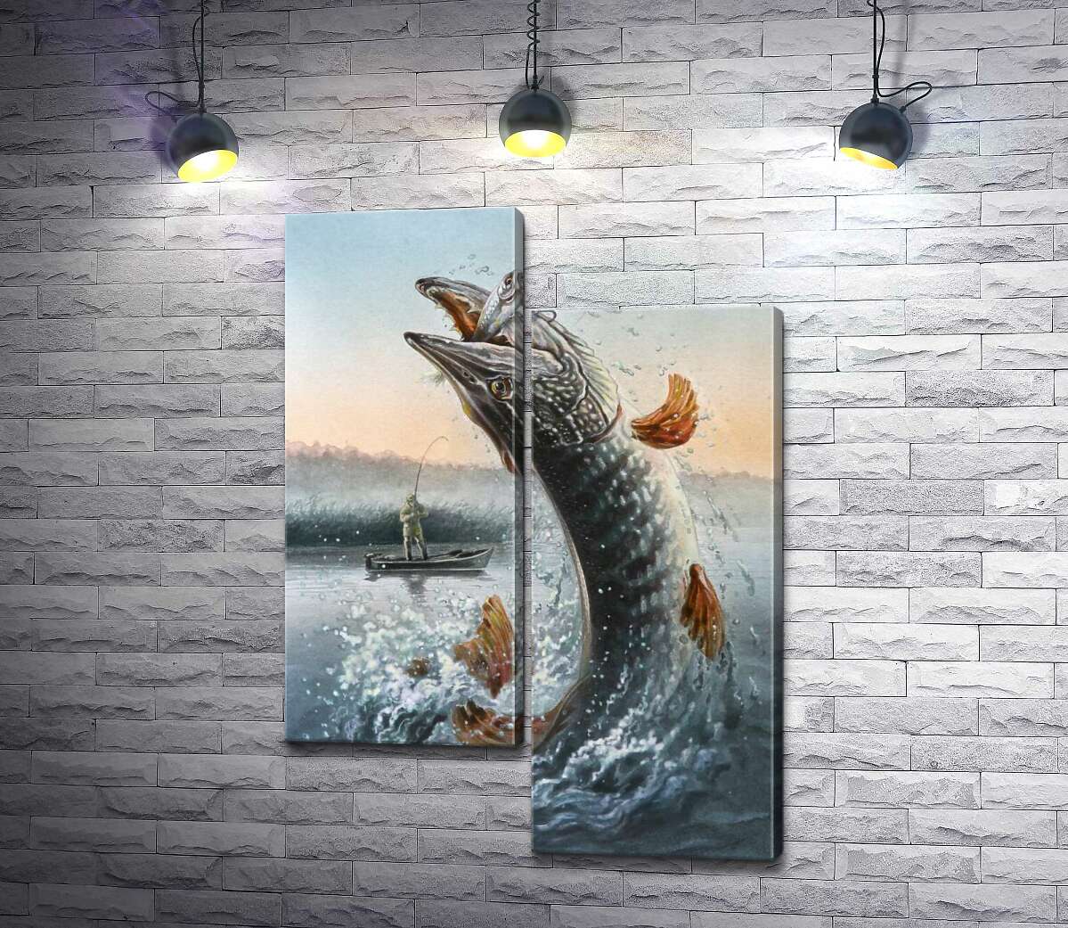 

Модульная картина ArtPoster Щука выпрыгнула из воды, ловя приманку 100x142 см Модуль №5