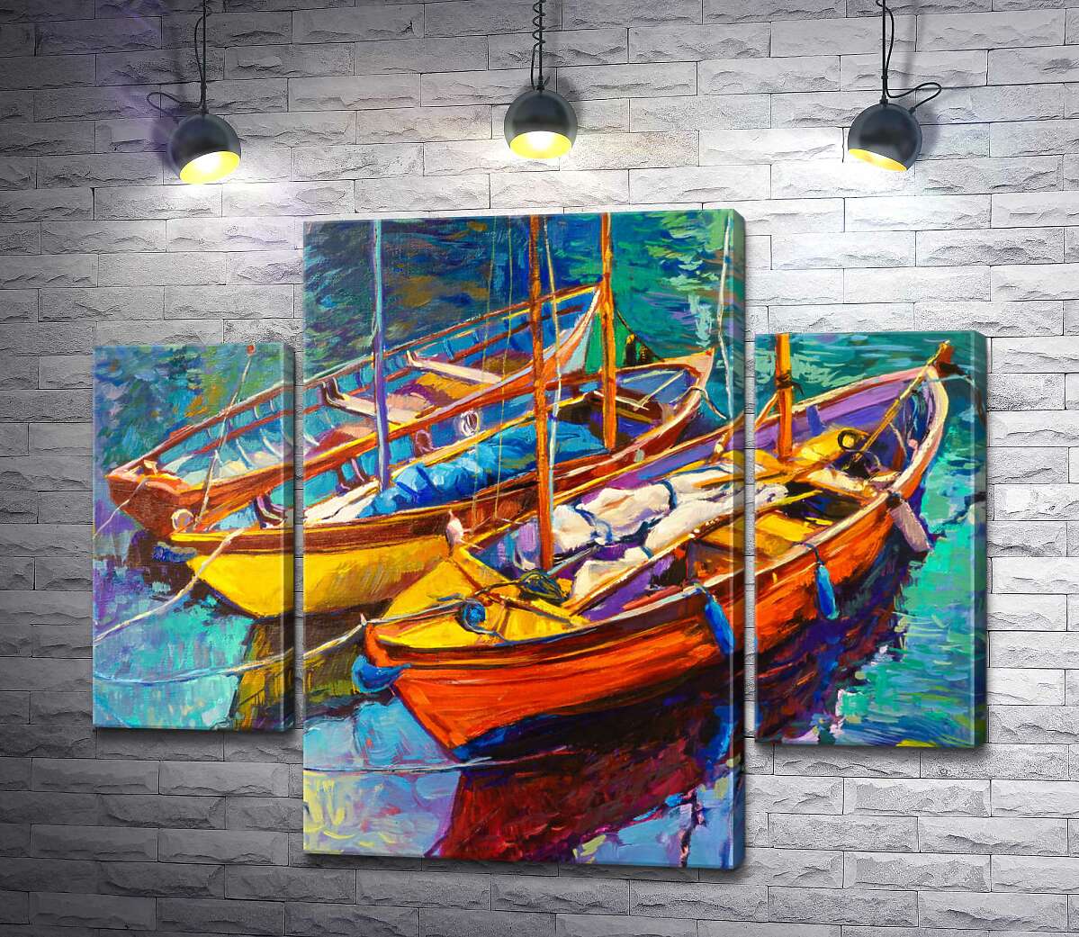 

Модульная картина ArtPoster Три лодки на воде 80x65 см Модуль №7