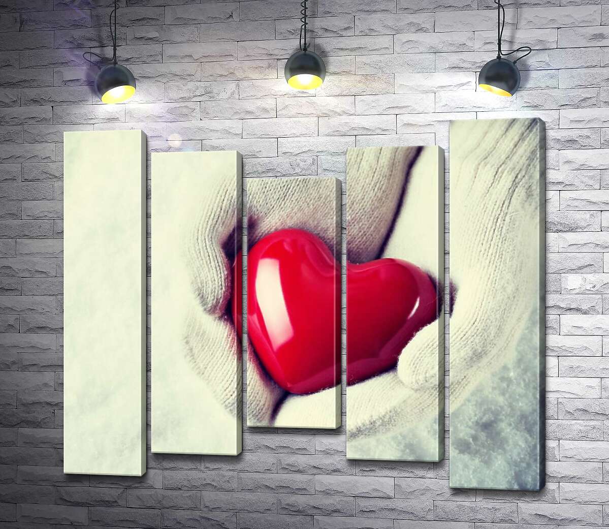 

Модульная картина ArtPoster Теплый цвет сердца на холодном фоне белых перчаток 100x88 см Модуль №28