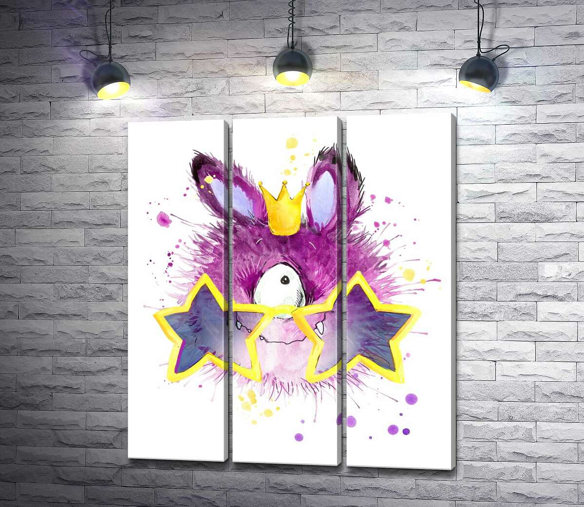 

Модульная картина ArtPoster Фиолетовый циклоп в короне и очках 102x118 см Модуль №11