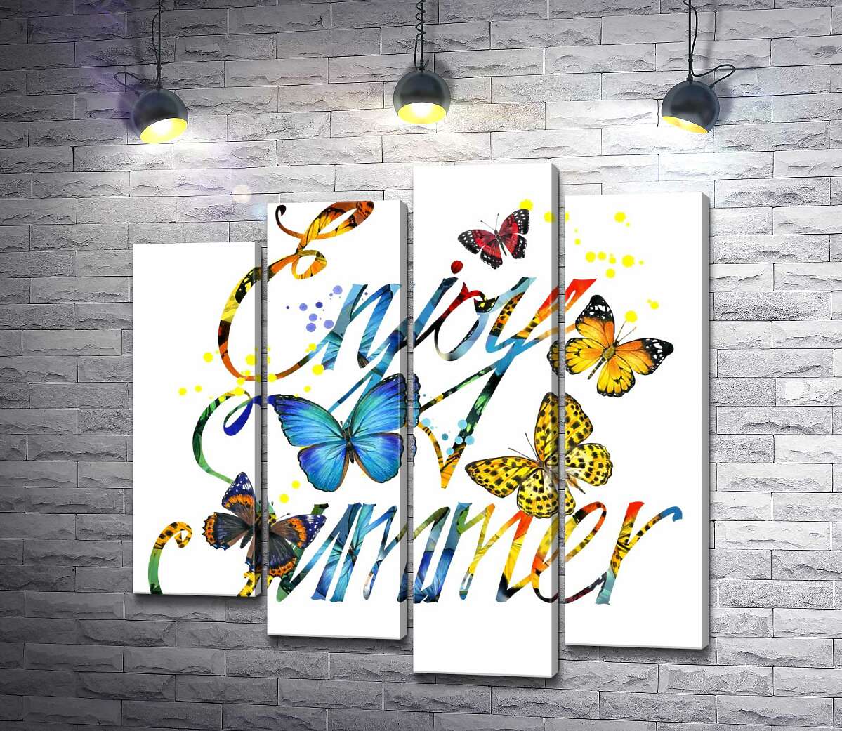 

Модульная картина ArtPoster Яркие бабочки летают среди надписи "enjoy summer" 100x101 см Модуль №21