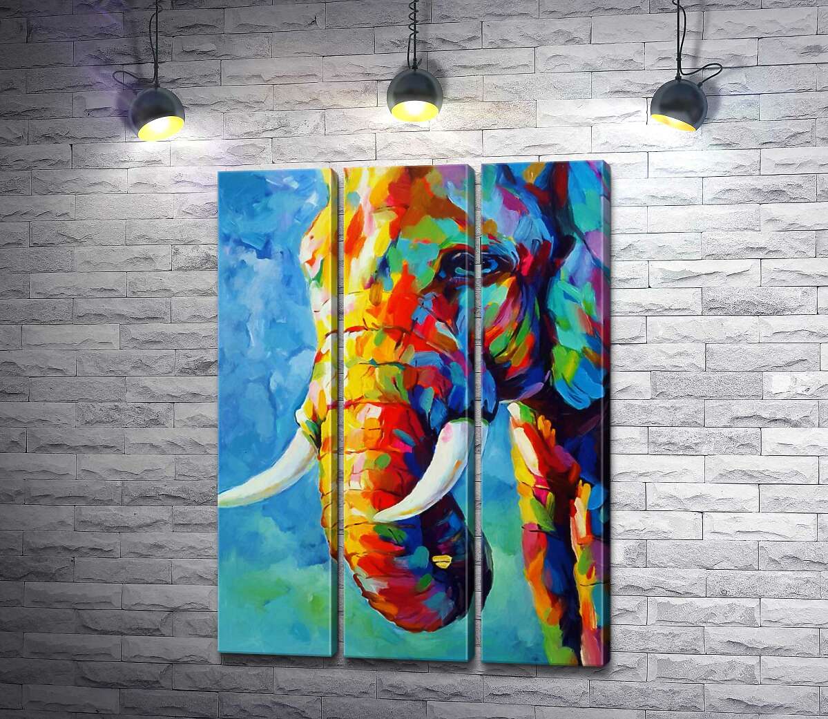 

Модульная картина ArtPoster Яркие краски в силуэте слона 132x184 см Модуль №11