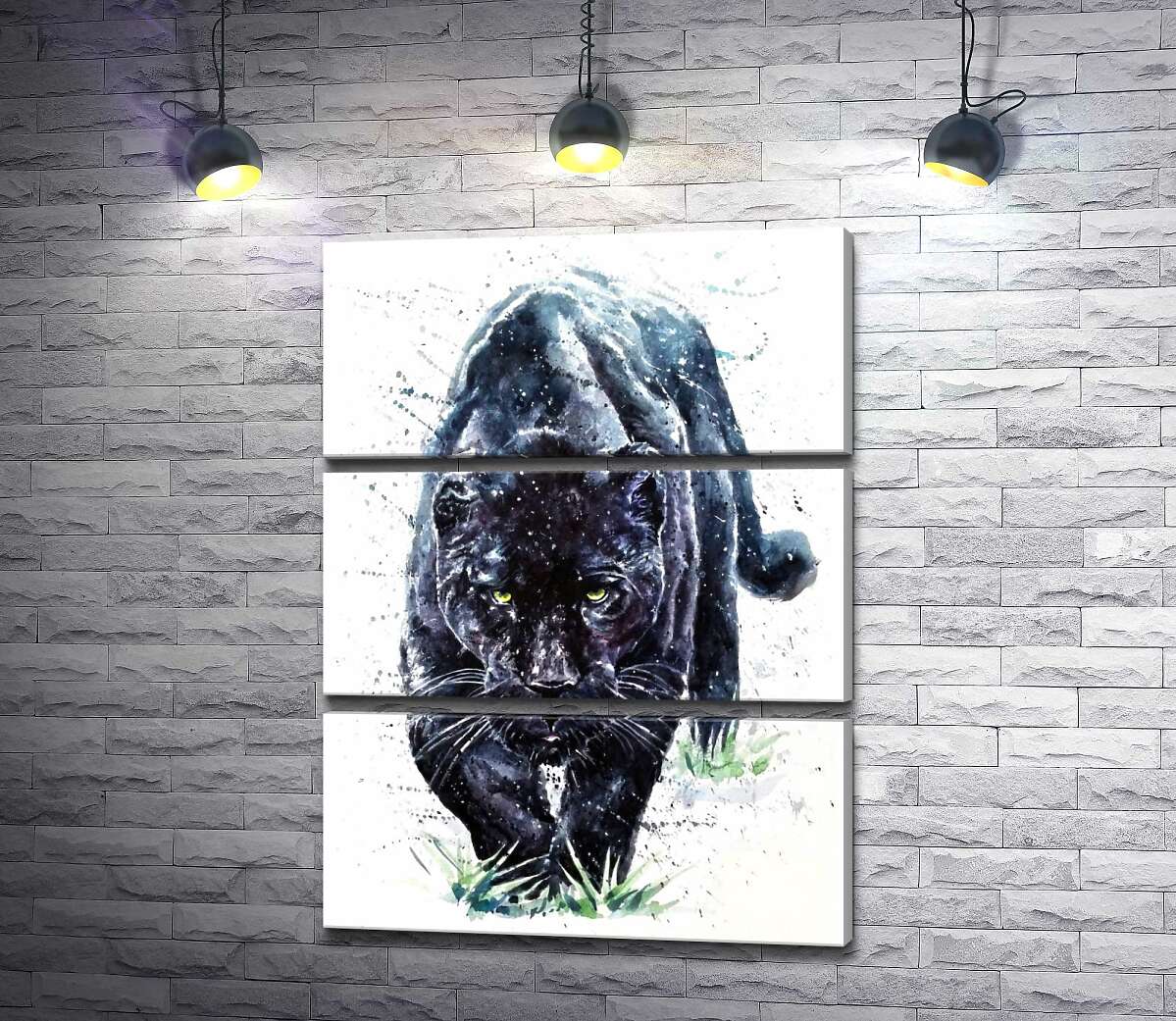 

Модульная картина ArtPoster Черная пантера не спеша крадется по ковру травы 50x69 см Модуль №13