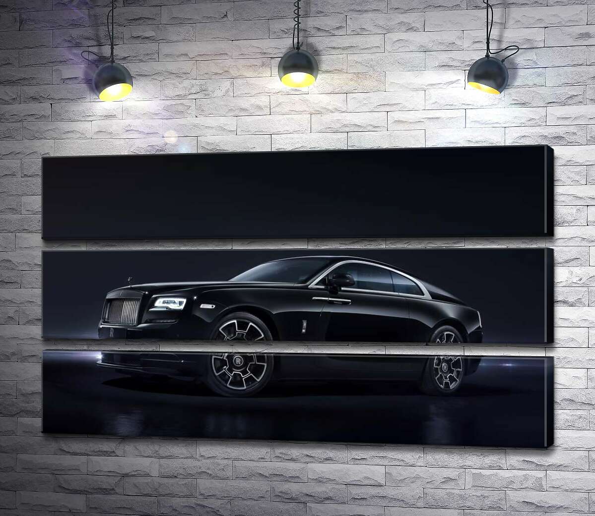 

Модульная картина ArtPoster Черный автомобиль класса люкс Роллс-Ройс (Rolls-Royce Wraith Black Badge) 107x60 см Модуль №13