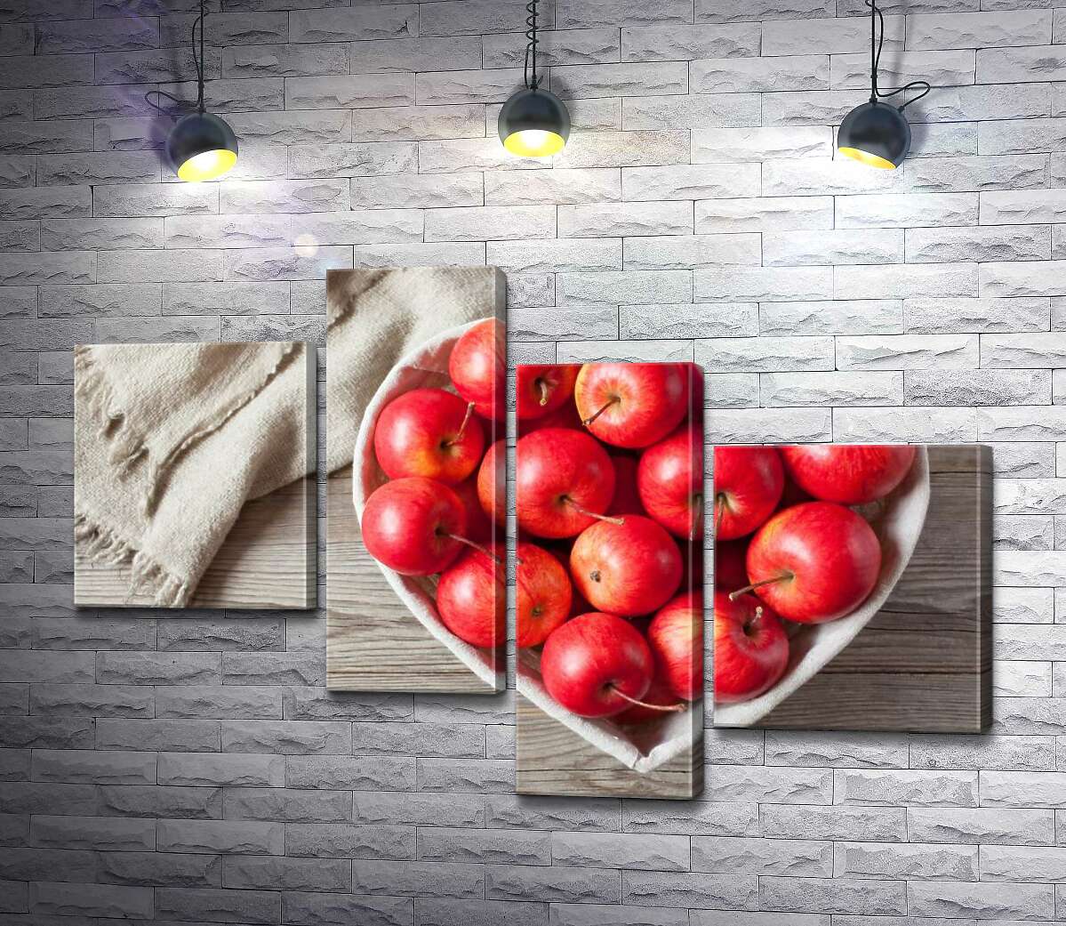 

Модульная картина ArtPoster Яблоки в корзине-сердце 100x69 см Модуль №20