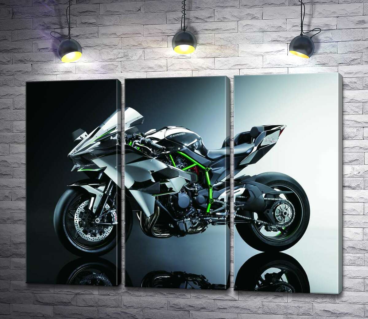 

Модульная картина ArtPoster Черный блеск мотоцикла Kawasaki Ninja 132x98 см Модуль №11