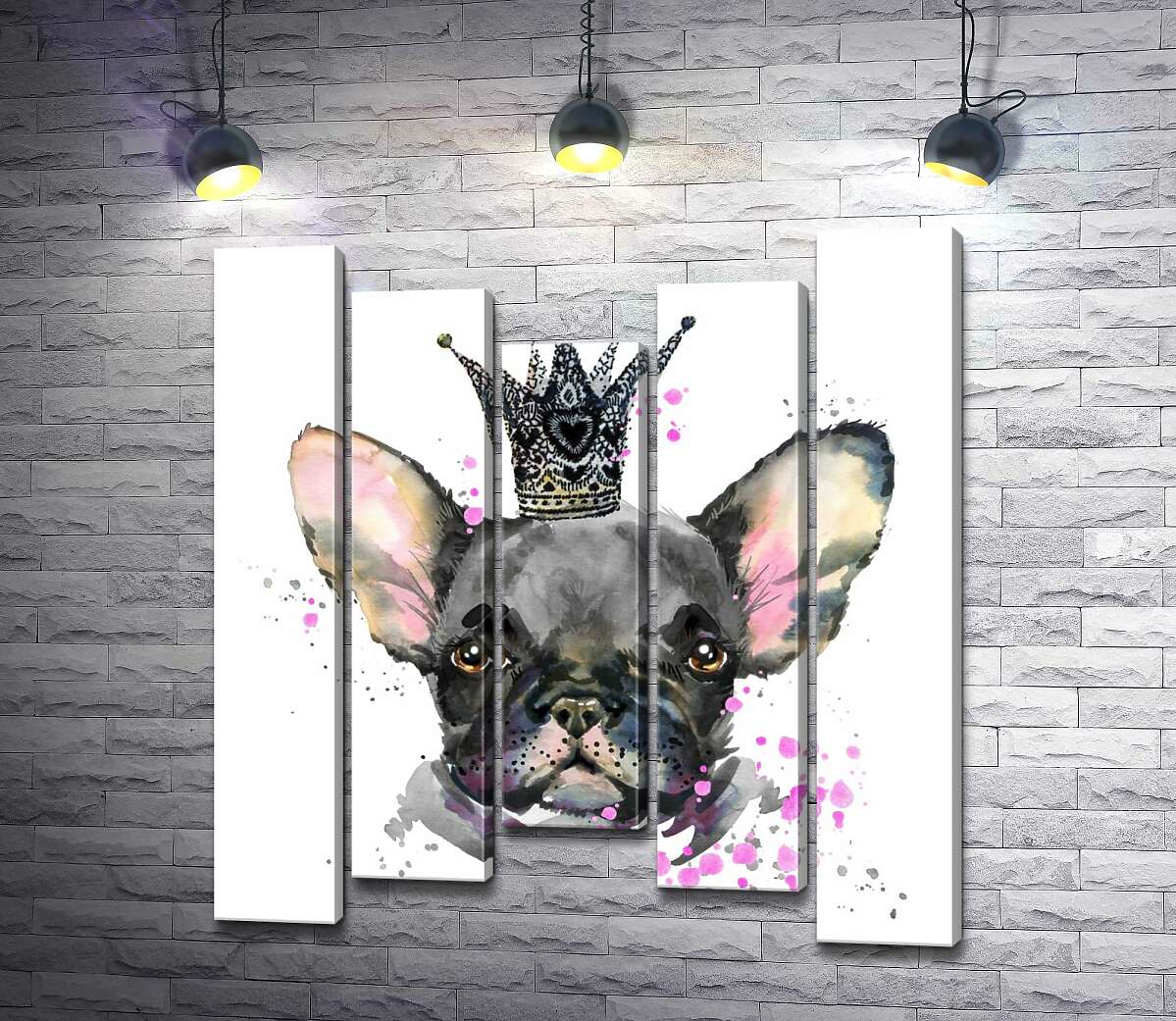 

Модульная картина ArtPoster Черный французский бульдог в ажурной короне 100x111 см Модуль №28
