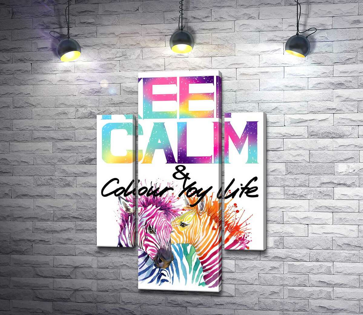 

Модульная картина ArtPoster Яркие зебры под надписью "keep calm and colour your life" 80x119 см Модуль №7