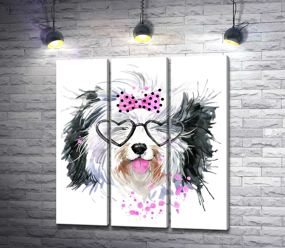 

Модульная картина ArtPoster Черно-белая собака в очках и с бантиком 60x65 см Модуль №11