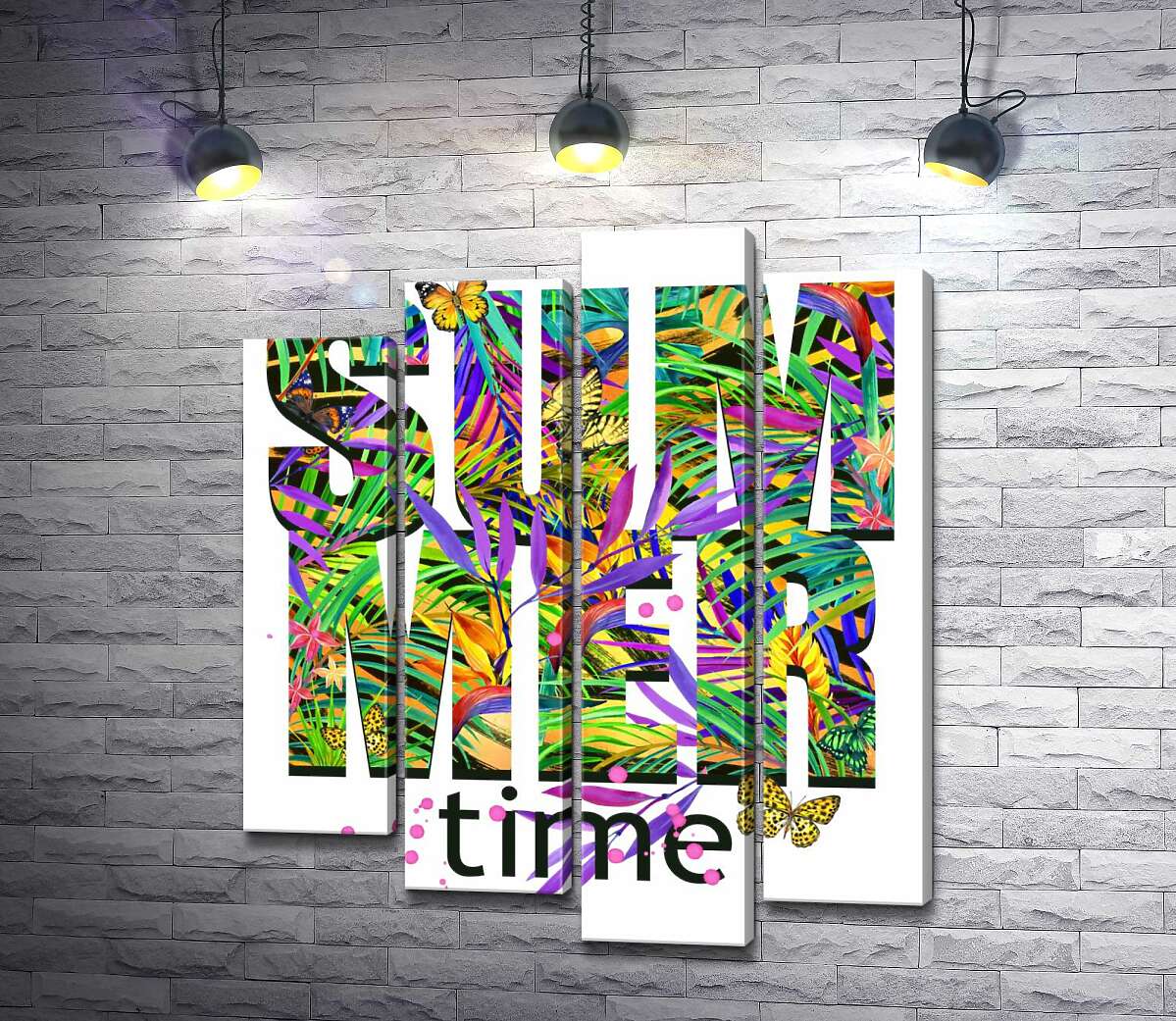 

Модульная картина ArtPoster Яркие цвета тропических джунглей в надписи "summertime" 80x97 см Модуль №21