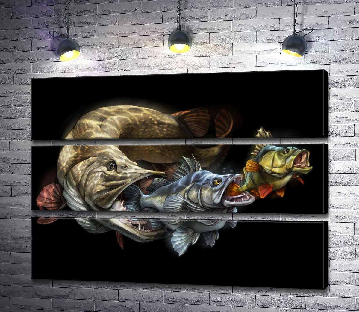 

Модульная картина ArtPoster Цепь питания рыб на постере к программе "Savage Gear Fish" 85x60 см Модуль №13