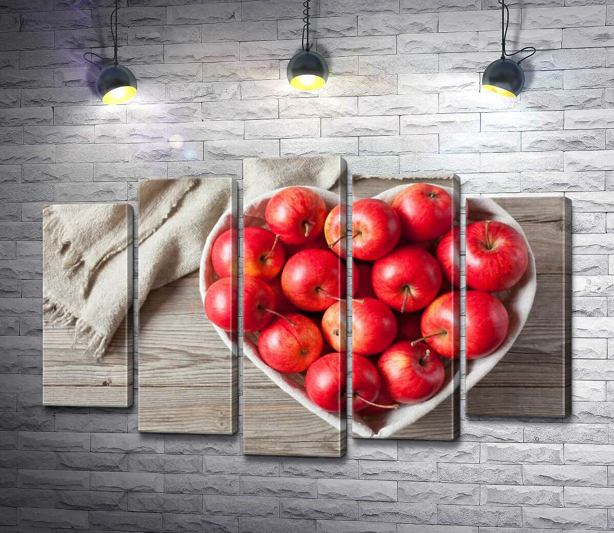 

Модульная картина ArtPoster Яблоки в корзине-сердце 130x88 см Модуль №26