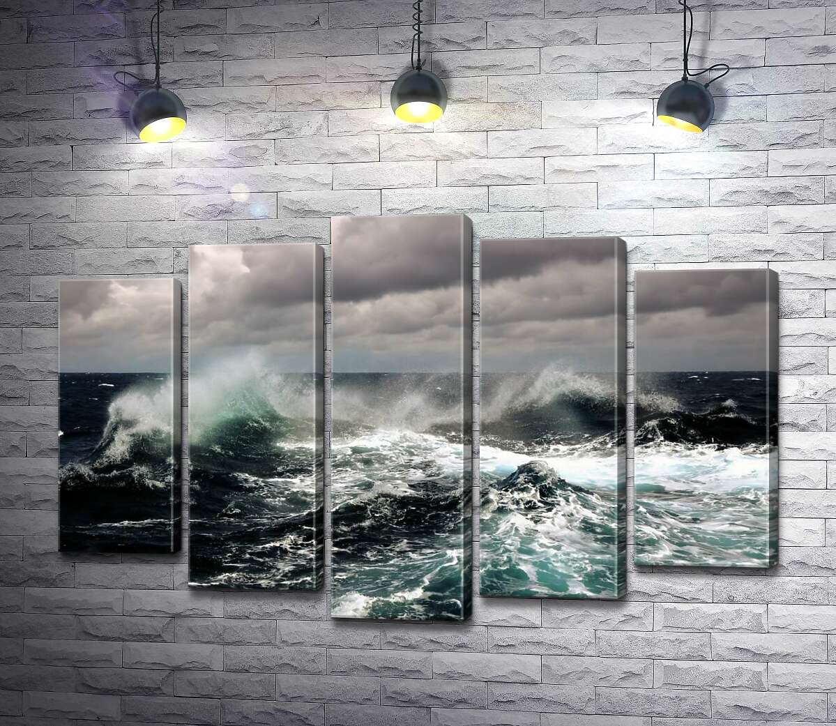 

Модульная картина ArtPoster Штормовые волны бушуют в темных водах океана 130x87 см Модуль №26
