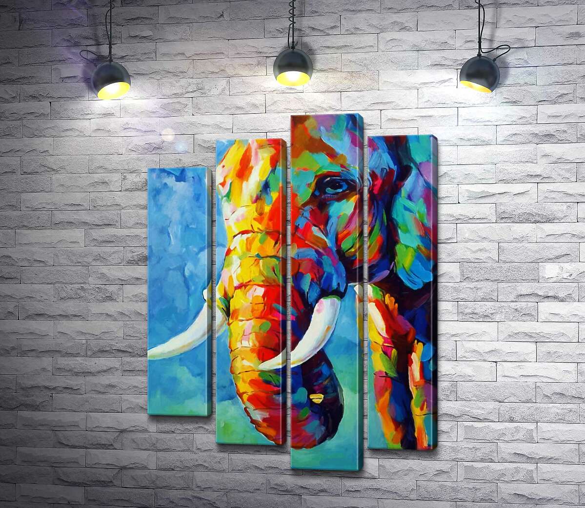 

Модульная картина ArtPoster Яркие краски в силуэте слона 80x115 см Модуль №21
