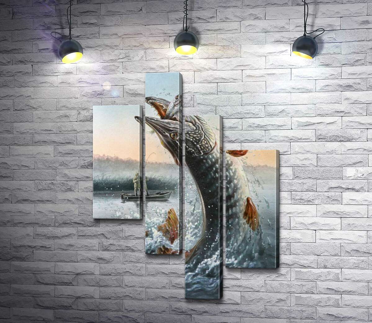 

Модульная картина ArtPoster Щука выпрыгнула из воды, ловя приманку 130x185 см Модуль №20