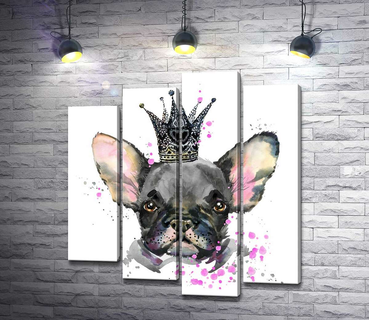 

Модульная картина ArtPoster Черный французский бульдог в ажурной короне 80x89 см Модуль №21