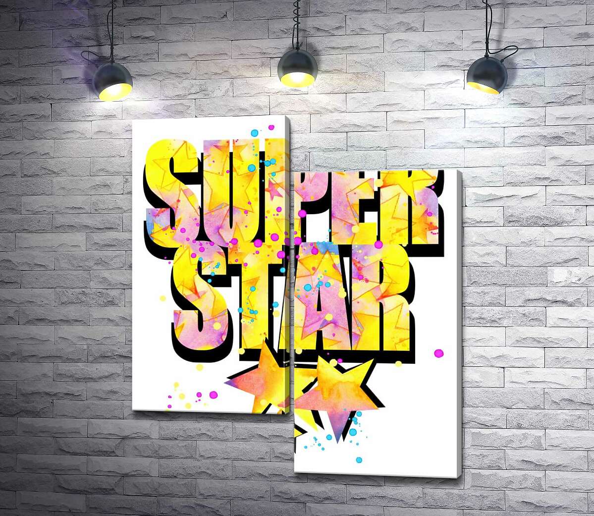 

Модульная картина ArtPoster Яркая надпись "super star" 130x155 см Модуль №5