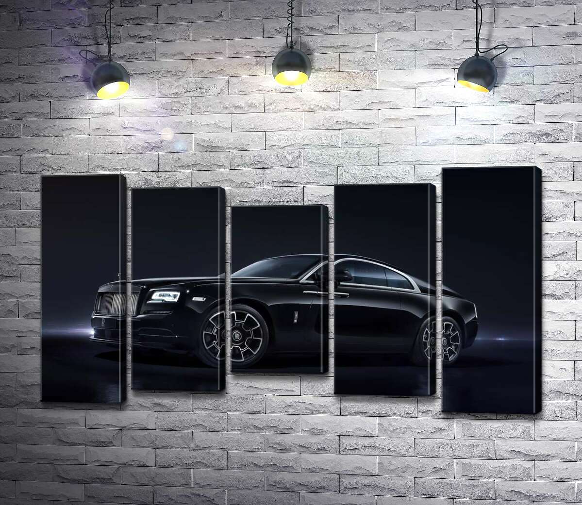 

Модульная картина ArtPoster Черный автомобиль класса люкс Роллс-Ройс (Rolls-Royce Wraith Black Badge) 100x58 см Модуль №28
