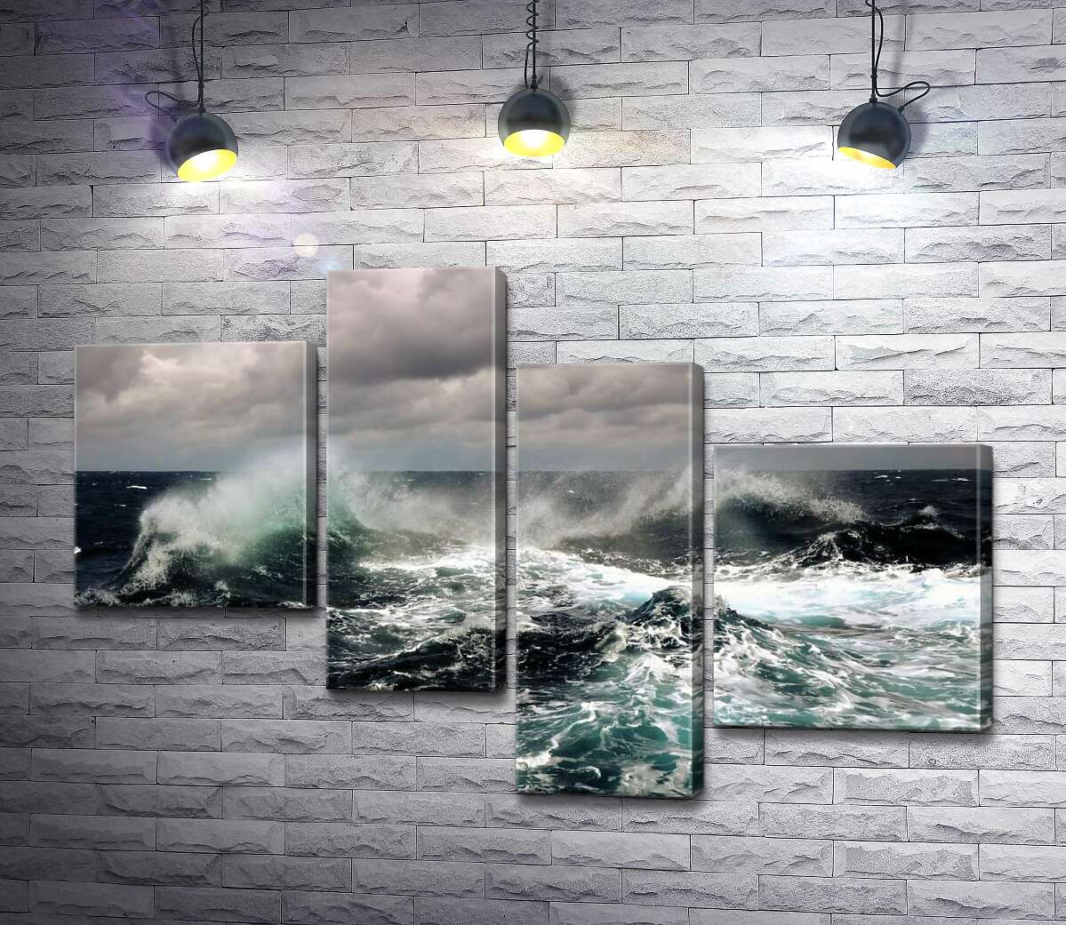 

Модульная картина ArtPoster Штормовые волны бушуют в темных водах океана 130x87 см Модуль №20