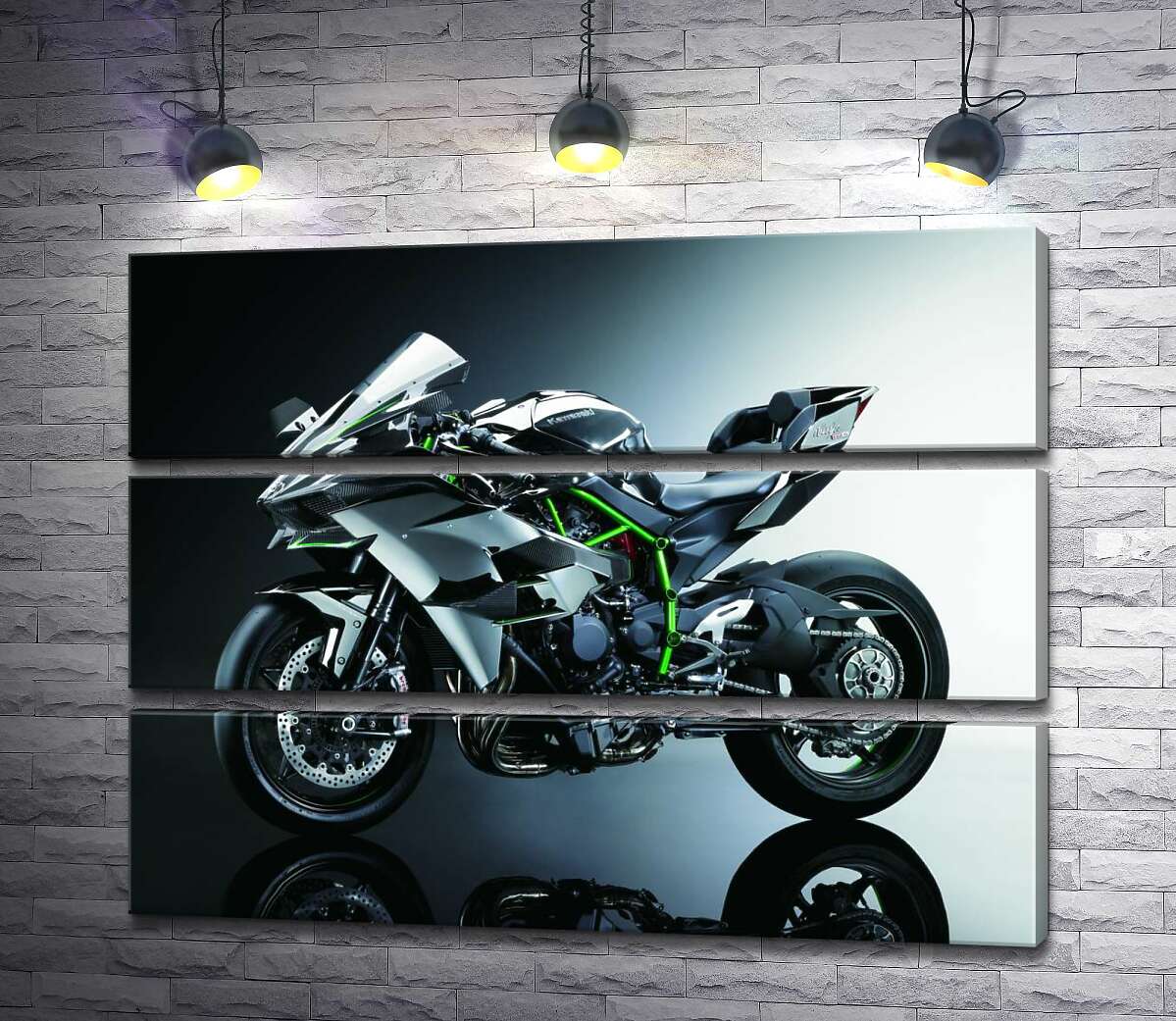 

Модульная картина ArtPoster Черный блеск мотоцикла Kawasaki Ninja 100x75 см Модуль №13