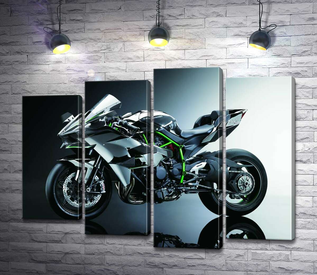 

Модульная картина ArtPoster Черный блеск мотоцикла Kawasaki Ninja 132x100 см Модуль №21