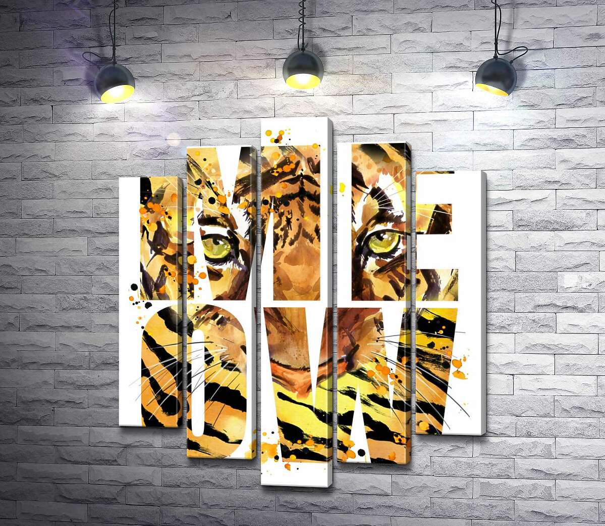 

Модульная картина ArtPoster Хищный взгляд тигра в буквах "meow" 130x156 см Модуль №26