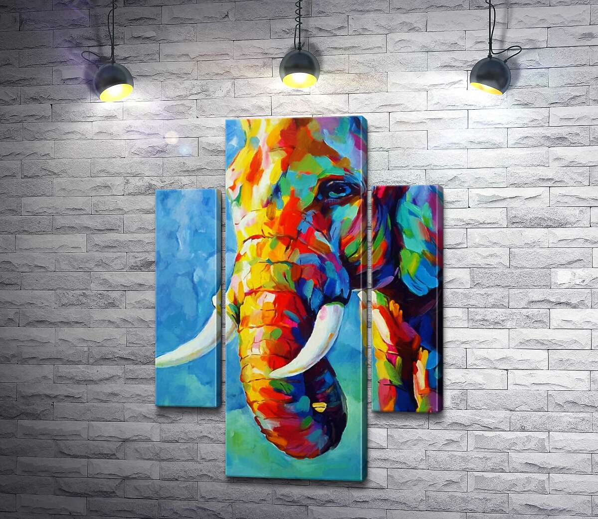 

Модульная картина ArtPoster Яркие краски в силуэте слона 100x144 см Модуль №7