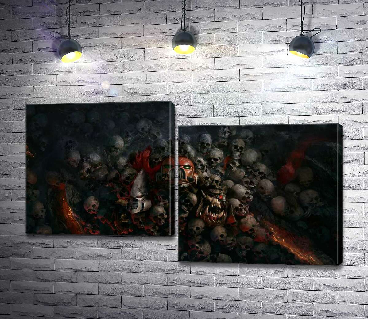 

Модульная картина ArtPoster Черепа проигравших роботов и людей на постере к видеоигре "Warhammer 40,000: Рассвет Войны" (Warhammer 40,000: Dawn of War) 100x57 см Модуль №5