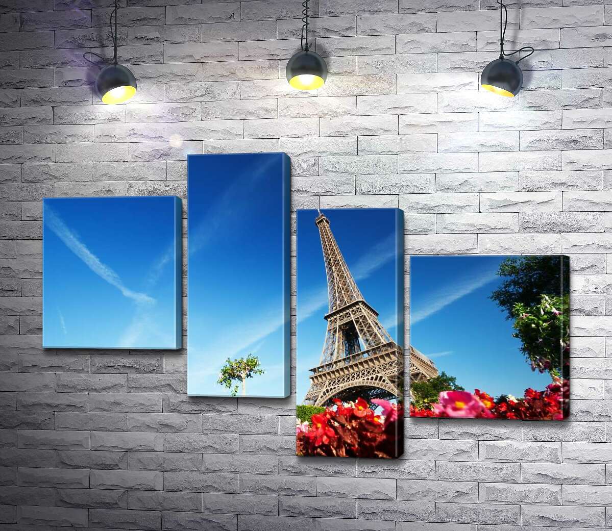 

Модульная картина ArtPoster Эйфелева башня возвышается над цветником с бегониями 130x89 см Модуль №20