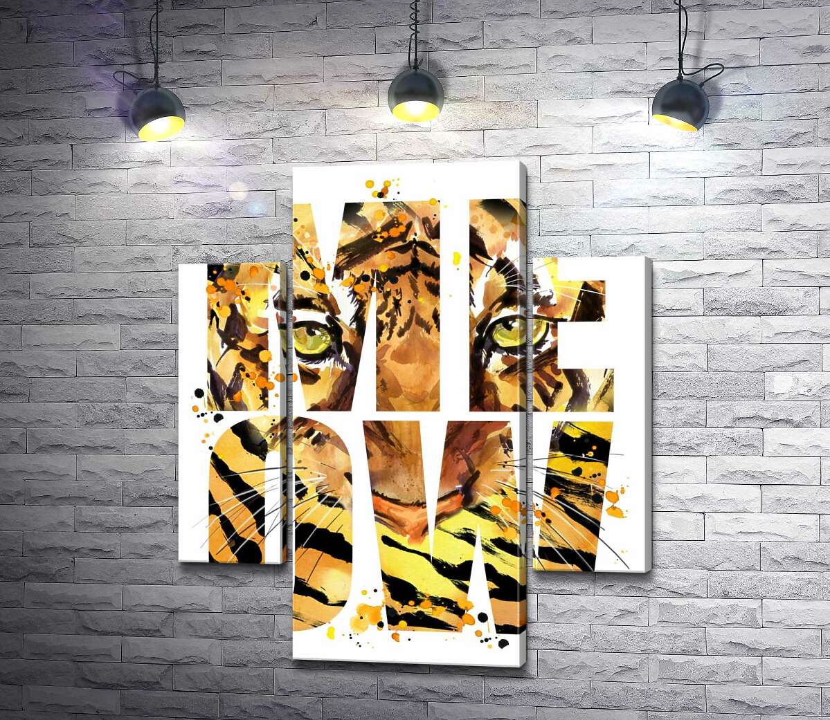 

Модульная картина ArtPoster Хищный взгляд тигра в буквах "meow" 100x119 см Модуль №7