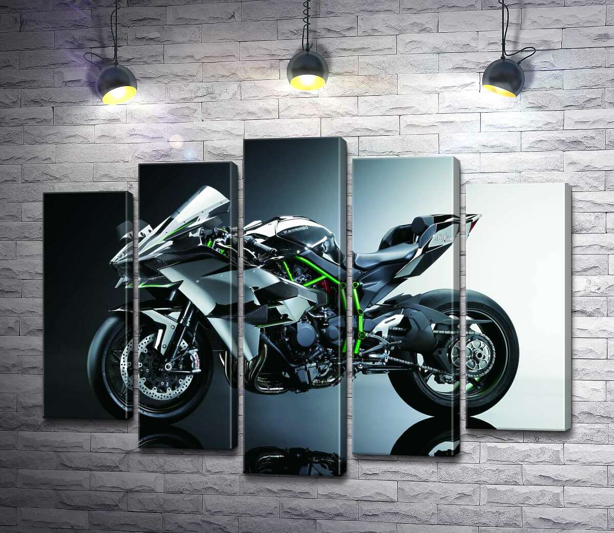 

Модульная картина ArtPoster Черный блеск мотоцикла Kawasaki Ninja 130x99 см Модуль №26
