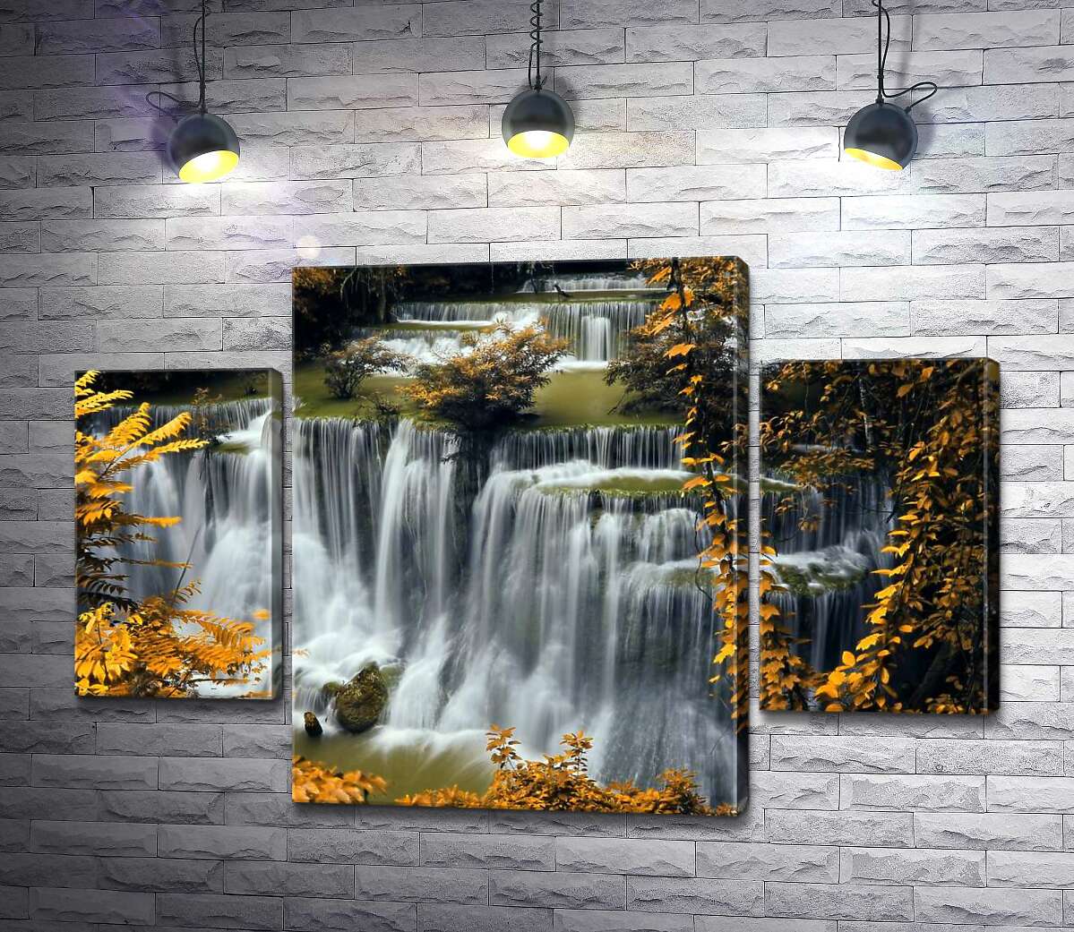 

Модульная картина ArtPoster Шумный водопад в обрамлении золота осеннего леса 80x55 см Модуль №7