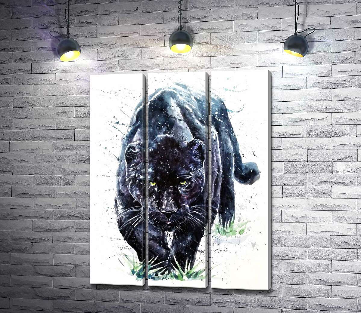 

Модульная картина ArtPoster Черная пантера не спеша крадется по ковру травы 132x173 см Модуль №11