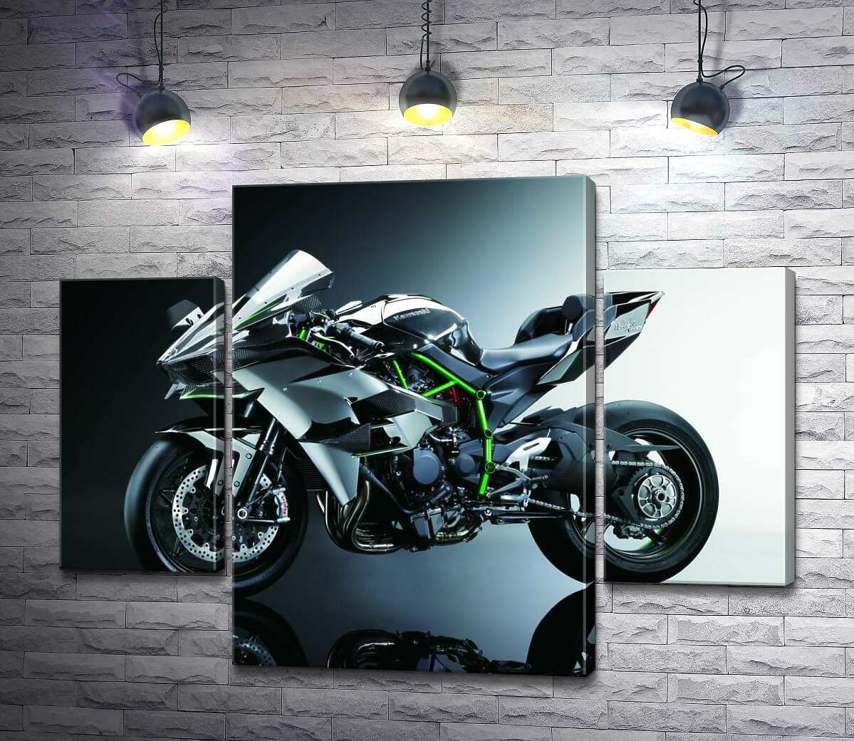 

Модульная картина ArtPoster Черный блеск мотоцикла Kawasaki Ninja 131x99 см Модуль №7