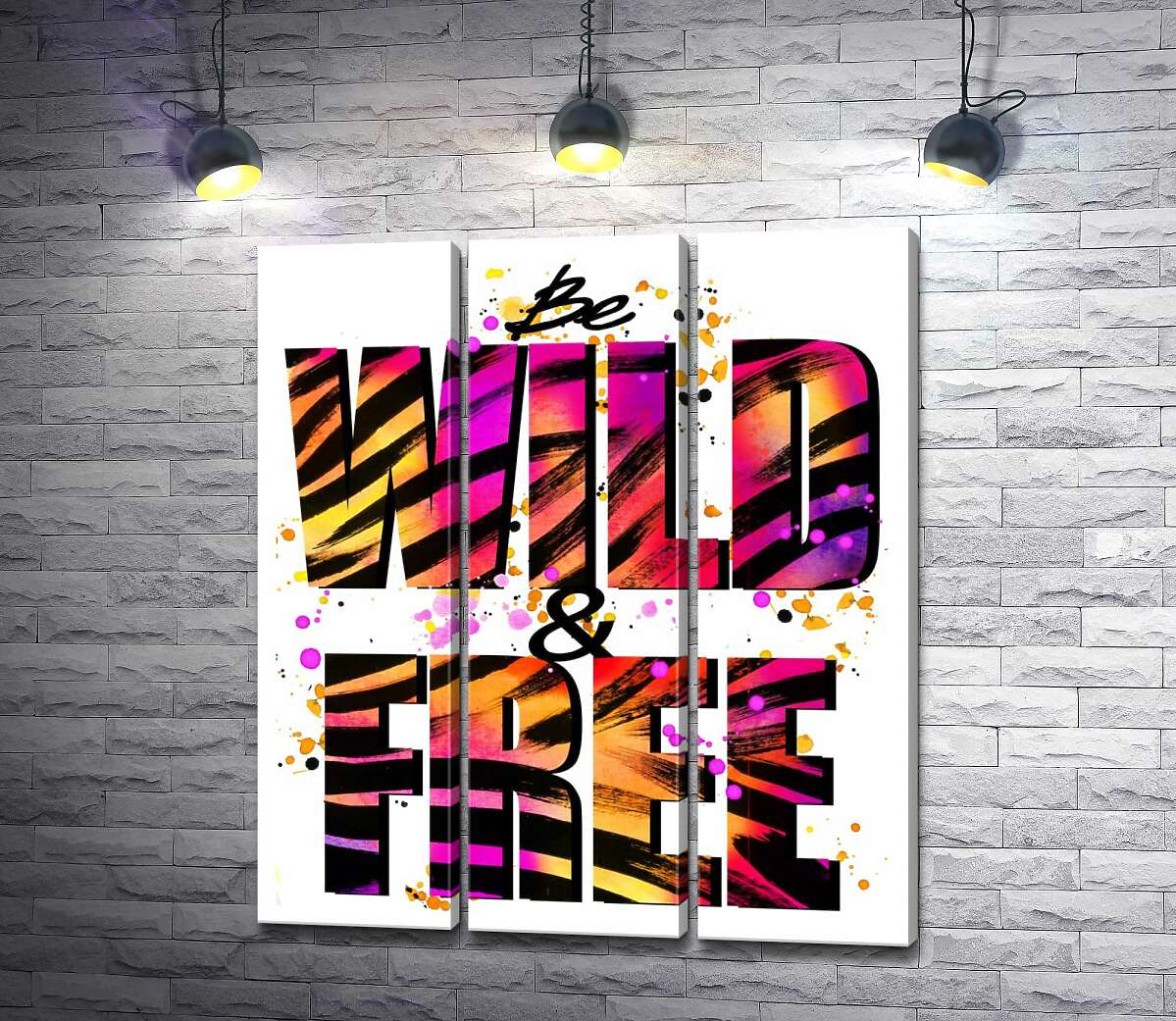 

Модульная картина ArtPoster Фиолетово-желтая яркость букв "be wild and free" 60x71 см Модуль №11