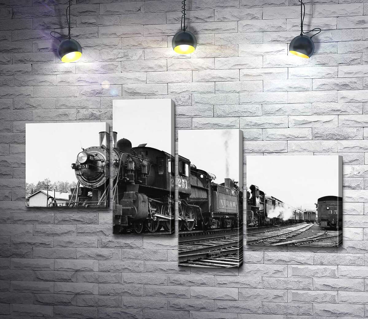

Модульная картина ArtPoster Черно-белая атмосфера на фото паровоза 130x80 см Модуль №20