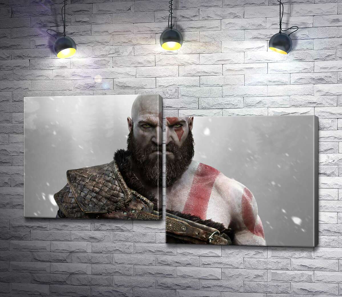 

Модульная картина ArtPoster Угрожающая сила спартанца Кратоса – героя видеоигры "Бог войны" (God of War) 100x57 см Модуль №5