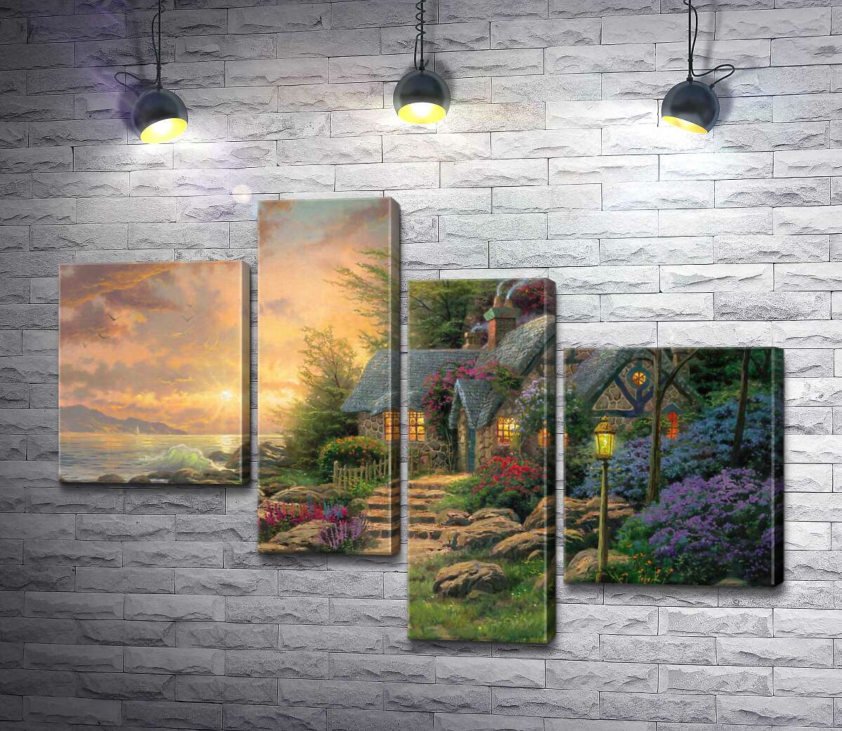 

Модульная картина ArtPoster Укрытие на берегу моря (Seaside Hideaway) - Томас Кинкейд (Thomas Kinkade) 100x71 см Модуль №20