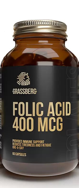 

Фолієва кислота Folic Acid Grassberg 400 мкг 60 капсул (GSB014)