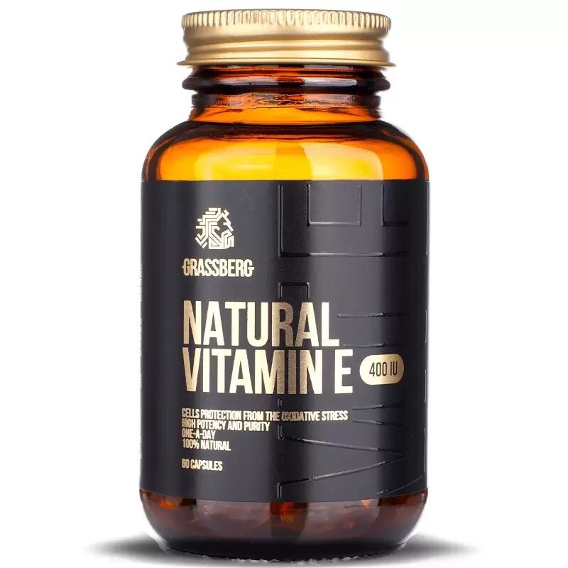 

Вітамін E натуральный Vitamin E Grassberg 400 МЕ 60 капсул (GSB006)
