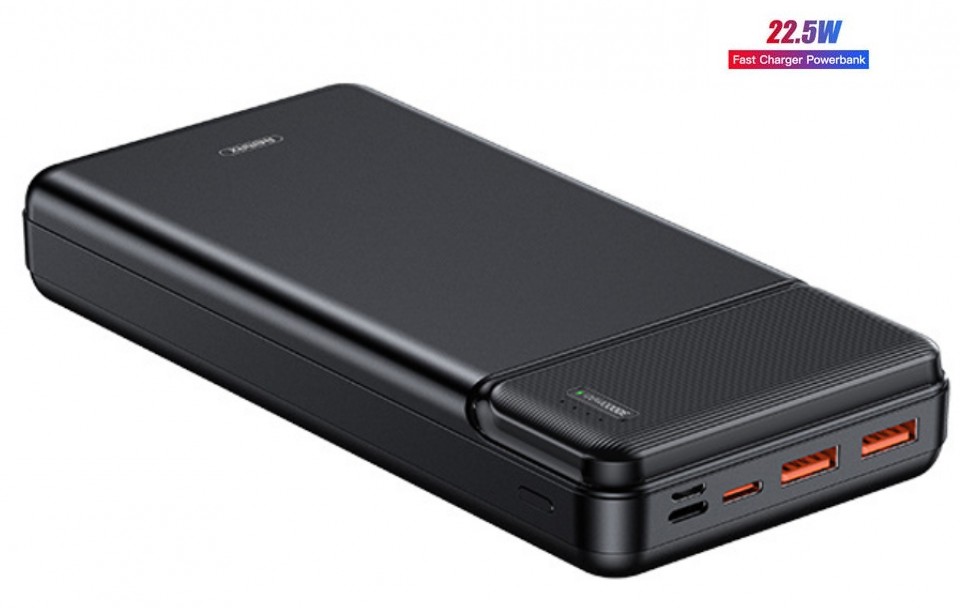 

Павербанк Remax 30000 mAh 22.5W Quick Charge LED Power Bank |2xUSB/1xType-C, PD/QC, 20W, 3A для Android/iOS black