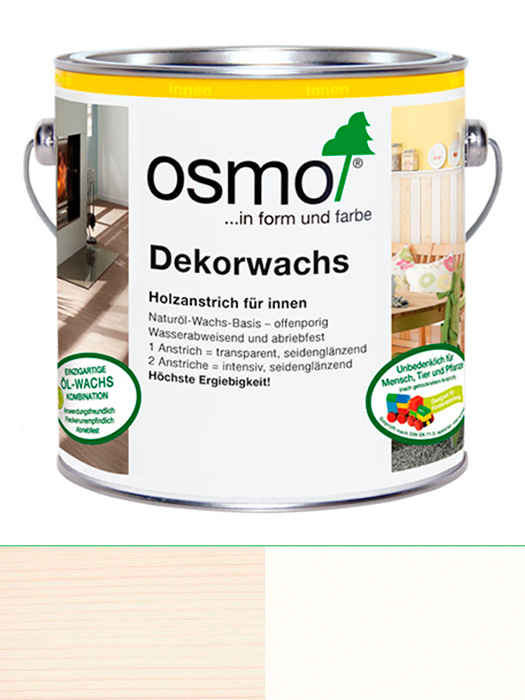 

Универсальное цветное масло Osmo Dekorwachs Intensive Töne 2,5 L Белое матовое 3186 (4006850394265)