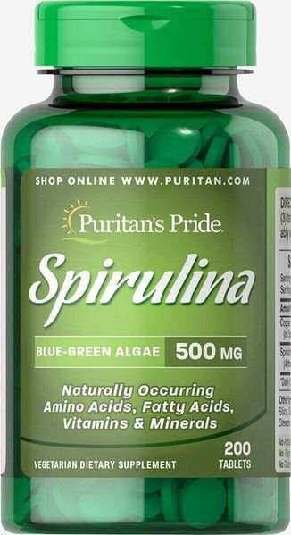 

Спирулина Spirulina Puritan's Pride 500 мг 200 таблеток (PP271)